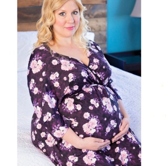 Dressed to Deliver Maternity + Nursing Robe Violet Size L/XL - Picture 1 of 3
